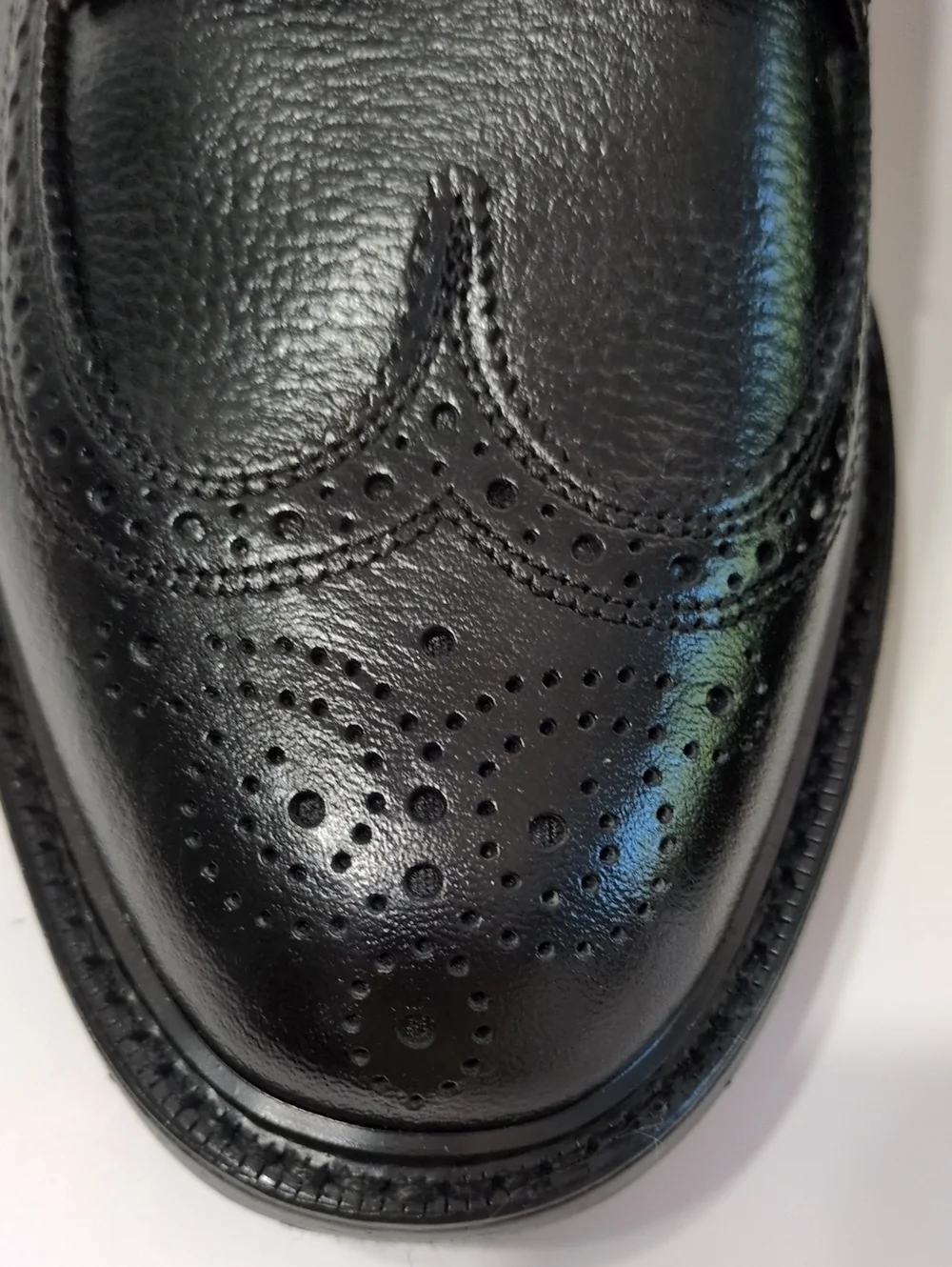 Vintage Dexter USA Longwing Brogue Oxfords Black Pebbled Leather Size 10 EEE 3E